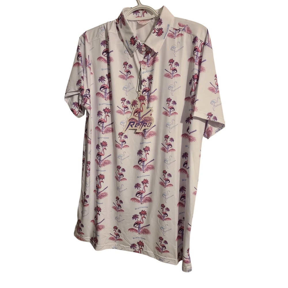 Retro Polo Size XL‎ Flamingo with Poo Poo